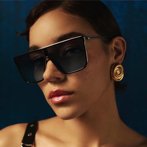 New Quay Nightfall Remixed Black Silver Frame/Grey Turquoise Lens Sunglasses - Picture 1 of 8